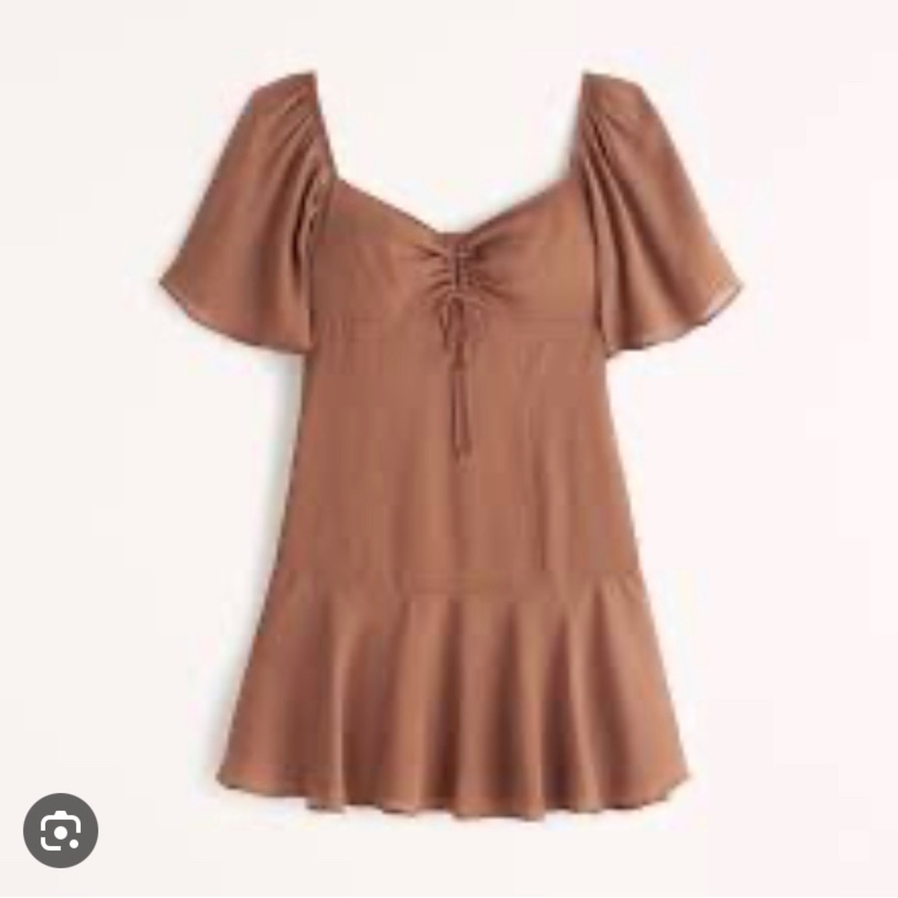 New, without tags. Abercrombie & Fitch Flutter Sleeve Keyhole Mini Dress, brown